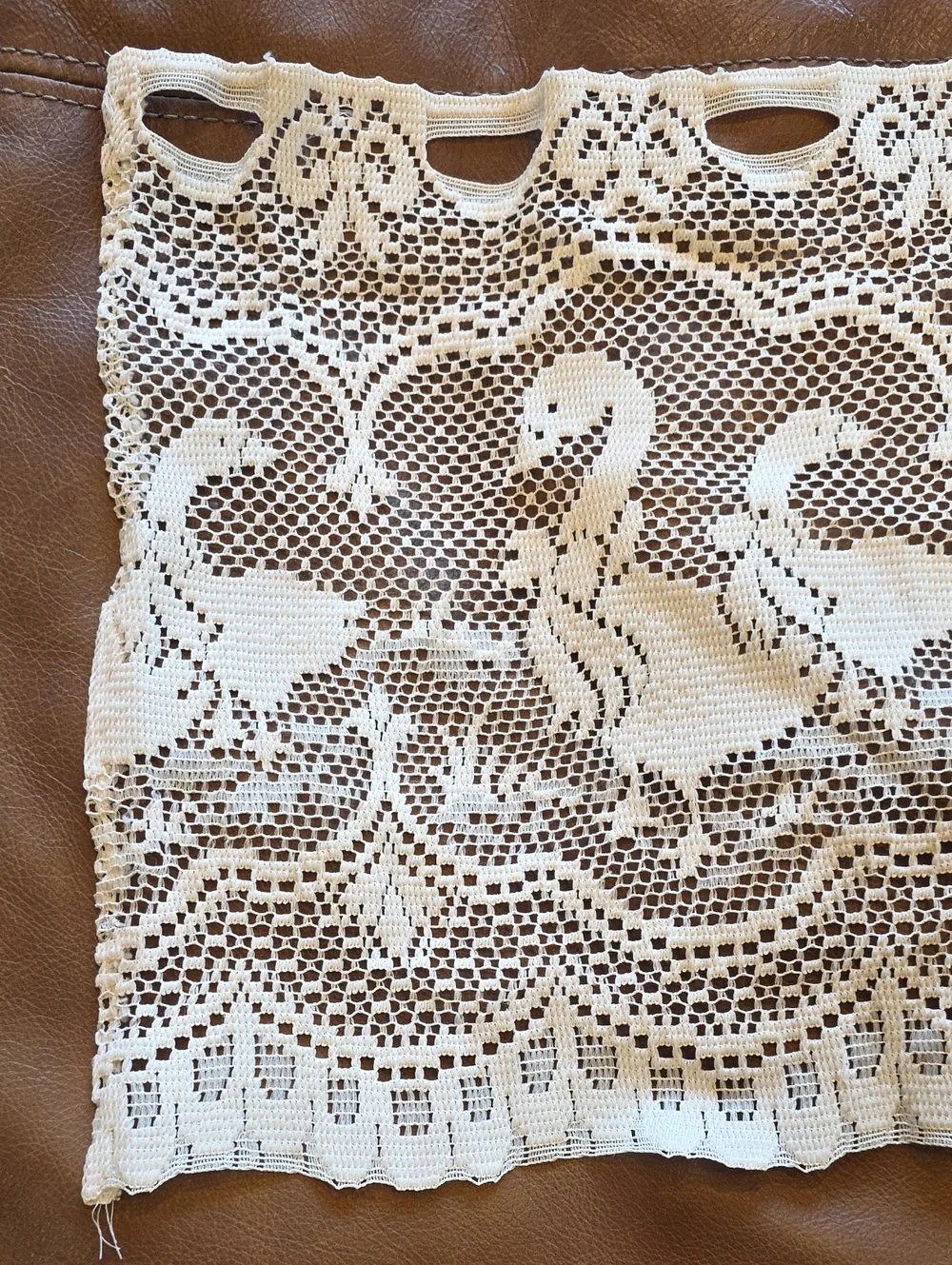 Vintage Cream Lace Geese Curtain Valance Window Treatment 24
